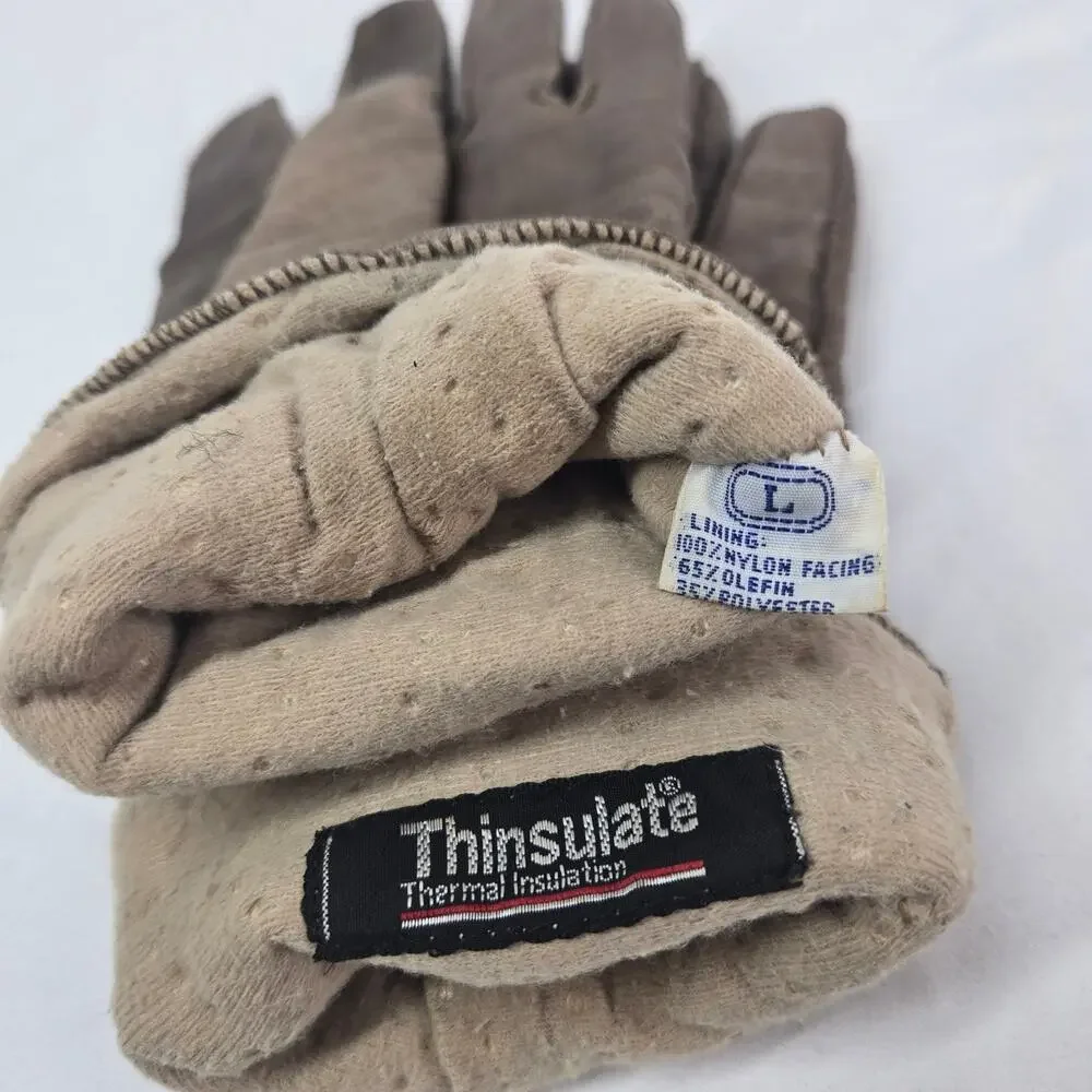Fownes Gloves Vintage 90s Brown Leather Thinsulate Lining Women's Large